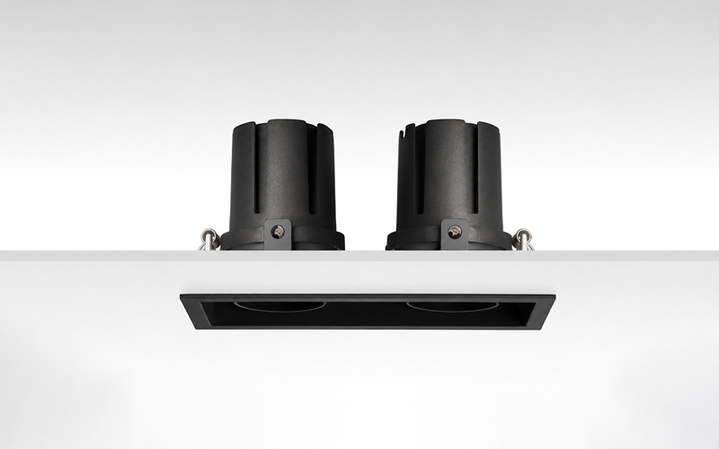 Múltiplo 15W aro multidireccionable cuadrado doble Negro