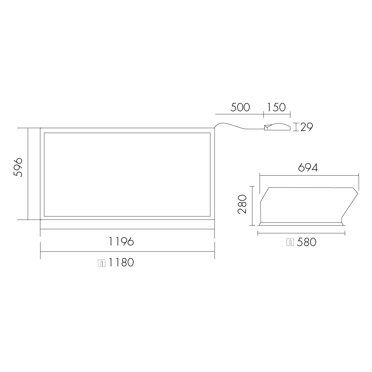 Aura V2 60120 monocolor Dibujo técnico