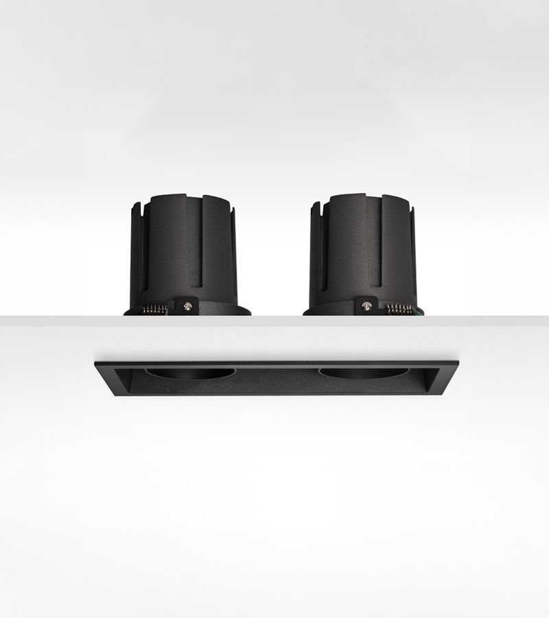 Múltiplo 24W aro multidireccional cuadrado doble Negro