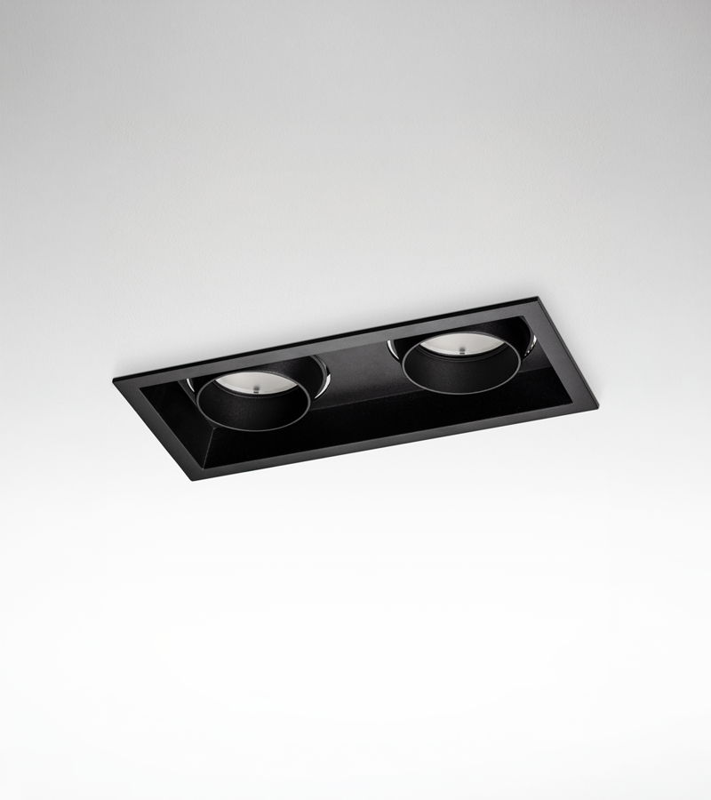 Múltiplo 24W aro multidireccional cuadrado doble Negro